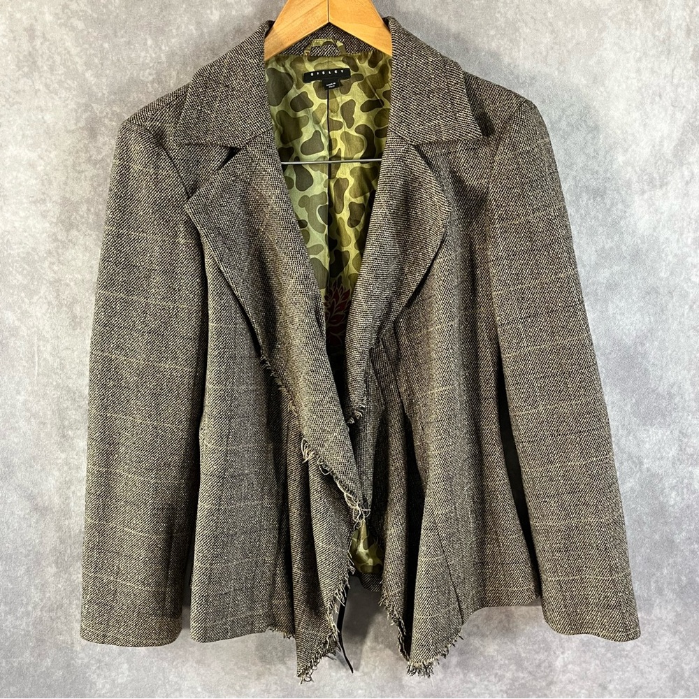 Sisley Made in Italy Womens Blazer Lined Open Front Jacket Wool XS *See Descrip*